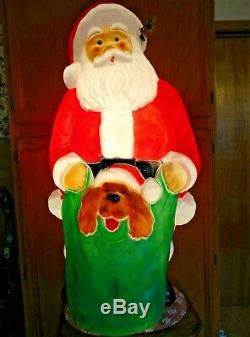 43 Empire Santa Claus Puppy Christmas Blow Mold Light Yard Decor Saint Nick Vtg