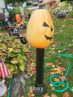 44 Tpi Pumpkin Candle Stick Blow Mold Lighted Lamp Post Halloween Yard Decor