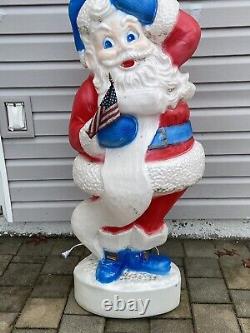 44 Union Patriotic Santa Claus Christmas Blow Mold Light Up Yard Decor Vintage