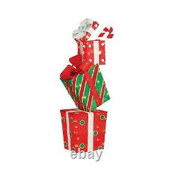 48 Christmas Lighted Stacked Giftboxes Outdoor Decoration Yard Sculpture Decor