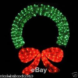 48 in. Lighted wreath Crystal 3-D Outdoor Christmas Wreath Decoration red green