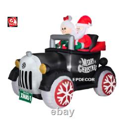 5.5 Ft SANTA & MRS CLAUS IN ANTIQUE CAR AIRBLOWN INFLATABLE LIGHTED YARD DECOR