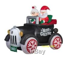 5.5 Ft SANTA & MRS CLAUS IN ANTIQUE CAR Airblown Lighted Yard Inflatable MODEL T