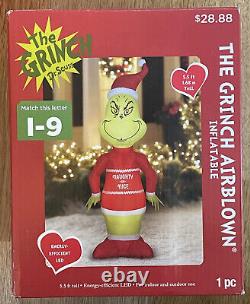 5.5' Gemmy Airblown GRINCH NAUGHTY OR NICE INFLATABLE CHRISTMAS YARD DECORATION