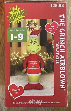 5.5' Gemmy Airblown GRINCH NAUGHTY OR NICE INFLATABLE CHRISTMAS YARD DECORATION