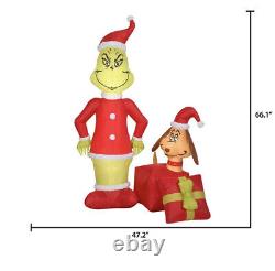 5.5ft Grinch & Max Popping Out Of Present Christmas Inflatable Yard Decoration