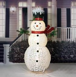 5 Foot Lighted Pre Lit SNOWMAN withScarf SCULPTURE OUTDOOR CHRISTMAS YARD DECOR