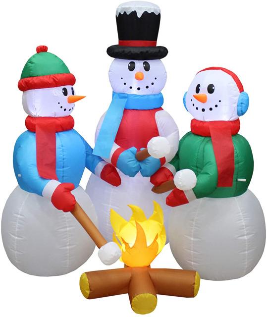 5 Foot Tall Huge Christmas Inflatable Snowmen Snowman Campfire Camping Roasting