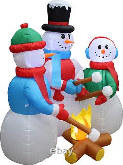 5 Foot Tall Huge Christmas Inflatable Snowmen Snowman Campfire Camping Roasting