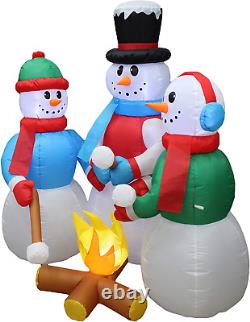 5 Foot Tall Huge Christmas Inflatable Snowmen Snowman Campfire Camping Roasting