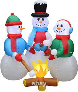 5 Foot Tall Huge Christmas Inflatable Snowmen Snowman Campfire Camping Roasting