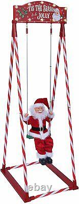 5 Ft Animated Swinging Santa Christmas Outdoor Decor Plays 15 Christmas Carols