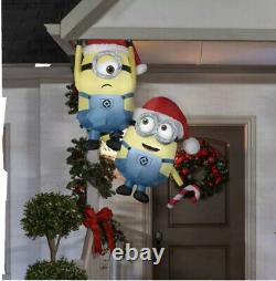 5 Ft HANGING MINIONS WITH CANDY CANE Minion Christmas Inflatable Gutter/Tree