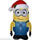 5' Inflatable Minion Dave Withsanta Hat Led Lighted Outdoor Christmas Decoration