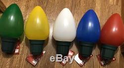 5 New 13 Blow Mold Christmas LED C7 C9 Light Bulbs Red Blue Green Yellow Timer