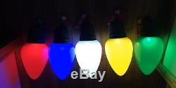 5 New 13 Blow Mold Christmas LED C7 C9 Light Bulbs Red Blue Green Yellow Timer