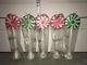 5 Vintage Christmas 33 Union Plastic Lollipop Lighted Blow Molds Red, Green New