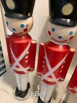 5 Vintage Empire 30 Christmas Lighted Blow Mold Toy Soldier Nut Crackers Used