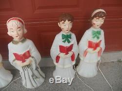 5 Vintage Empire Choir Boy Girl Christmas Carolers Blow Molds 30 Lights Yard