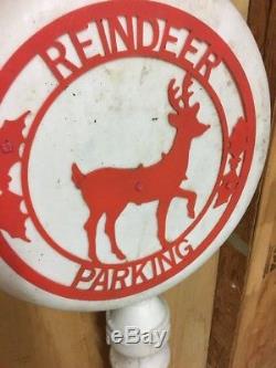 54 Reindeer Parking Sign Lighted Christmas Blow Mold Outdoor Yard Decor Used