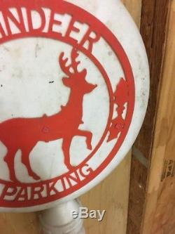 54 Reindeer Parking Sign Lighted Christmas Blow Mold Outdoor Yard Decor Used