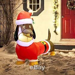 5FT Christmas Inflatable Wiener Dog with Suit Blow Up Outdoor Decoration NEW