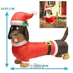 5FT Christmas Inflatable Wiener Dog with Suit Blow Up Outdoor Decoration NEW