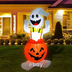 5FT Height Halloween Inflatable Ghost in Pumpkin, Blow up Halloween Decorations