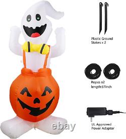 5FT Height Halloween Inflatable Ghost in Pumpkin, Blow up Halloween Decorations