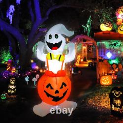 5FT Height Halloween Inflatable Ghost in Pumpkin, Blow up Halloween Decorations