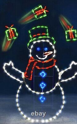 5ft Christmas Snowman Juggling Gift Boxes Animated Led Lighted Yard Decor