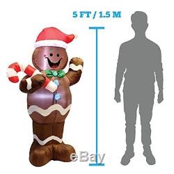 5ft Self Inflatable Christmas Decorations Gingerbread Man Indoor Outdoor Yard US