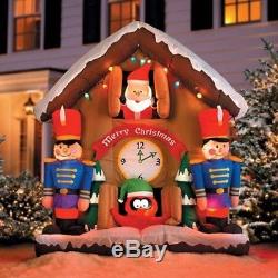 6.5' Animated Santa Clock Airblown Lighted Inflatable Christmas Decoration Gemmy