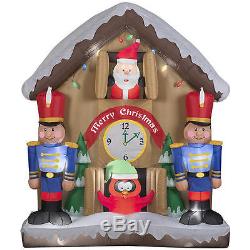 6.5' Tall Animated Santa Clock Airblown Inflatable Lighted Christmas Decor Gemmy