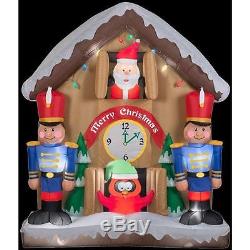 6.5' Tall Animated Santa Clock Airblown Inflatable Lighted Christmas Decor Gemmy