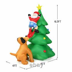 6.5FT Inflatable Christmas Tree Santa Decor withLED Lights Outdoor Yard Decoration
