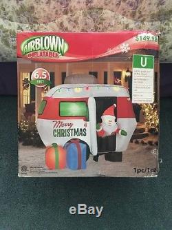 6.5ft Gemmy Airblown Inflatable Animated Santa In Camper New Open Box