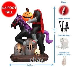 6.7 Foot Tall Halloween Inflatable Headless Horse Pumpkin Yard Decoration Blowup