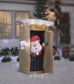 6 FT ANIMATED SANTA IN OUTHOUSE Airblown Lighted Yard Inflatable