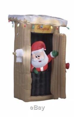 6 FT ANIMATED SANTA IN OUTHOUSE Airblown Lighted Yard Inflatable