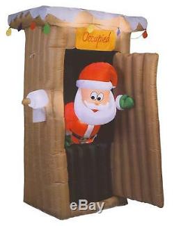 6 FT ANIMATED SANTA IN OUTHOUSE Christmas Airblown Lighted Yard Inflatable