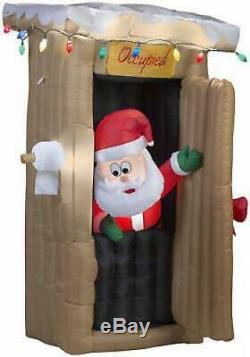 6 FT Christmas Airblown Inflatable ANIMATED SANTA IN OUTHOUSE Lighted Yard Art