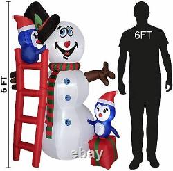 6 FT Christmas Inflatable Blow Up Snowman & Penguins with LED Lights Yard Decor