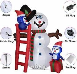 6 FT Christmas Inflatable Blow Up Snowman & Penguins with LED Lights Yard Decor