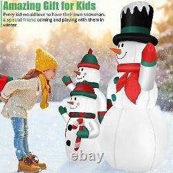 6 FT Lighted Inflatable Snowman Family Outdoor Yard Decoration