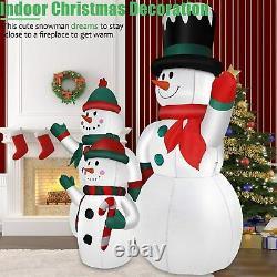 6 FT Lighted Inflatable Snowman Family Outdoor Yard Decoration