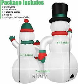 6 FT Lighted Inflatable Snowman Family Outdoor Yard Decoration