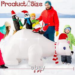 6 Foot Length Christmas Inflatable Polar Bear Outdoor Decorations with 3 Penguin