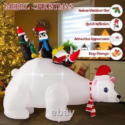 6 Foot Length Christmas Inflatable Polar Bear Outdoor Decorations with 3 Penguin