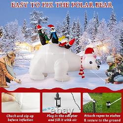 6 Foot Length Christmas Inflatable Polar Bear Outdoor Decorations with 3 Penguin